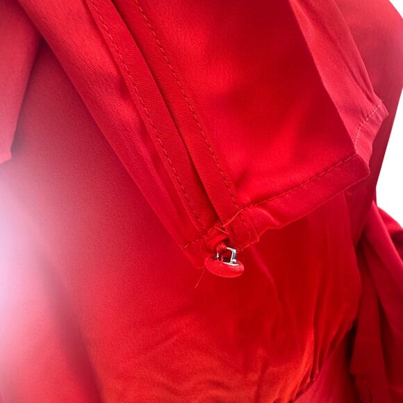 Red Satin cocktail Dress with Flower detail size 10 party,holiday  new - Picture 5 of 5